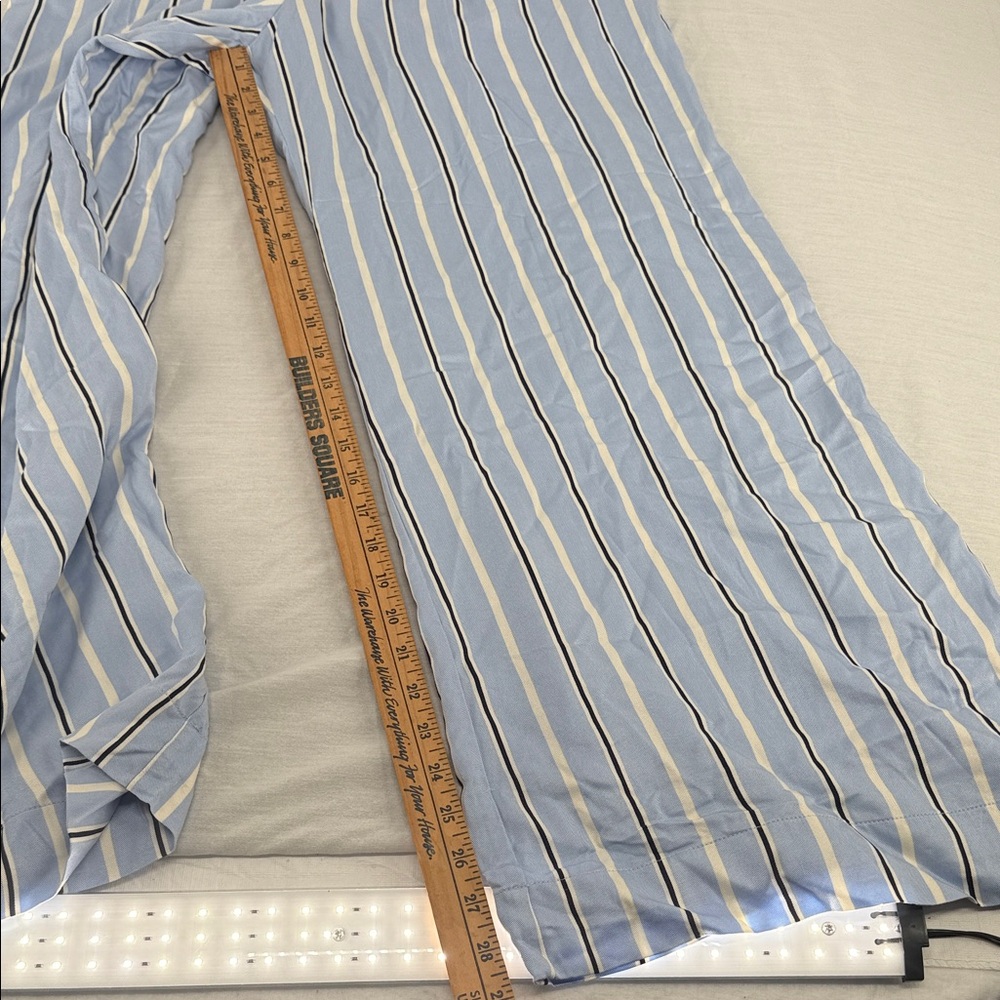 Rae Mode Pants Wm 1X Seneca Light Blue Striped Wide-Leg Button Close - Picture 6 of 9